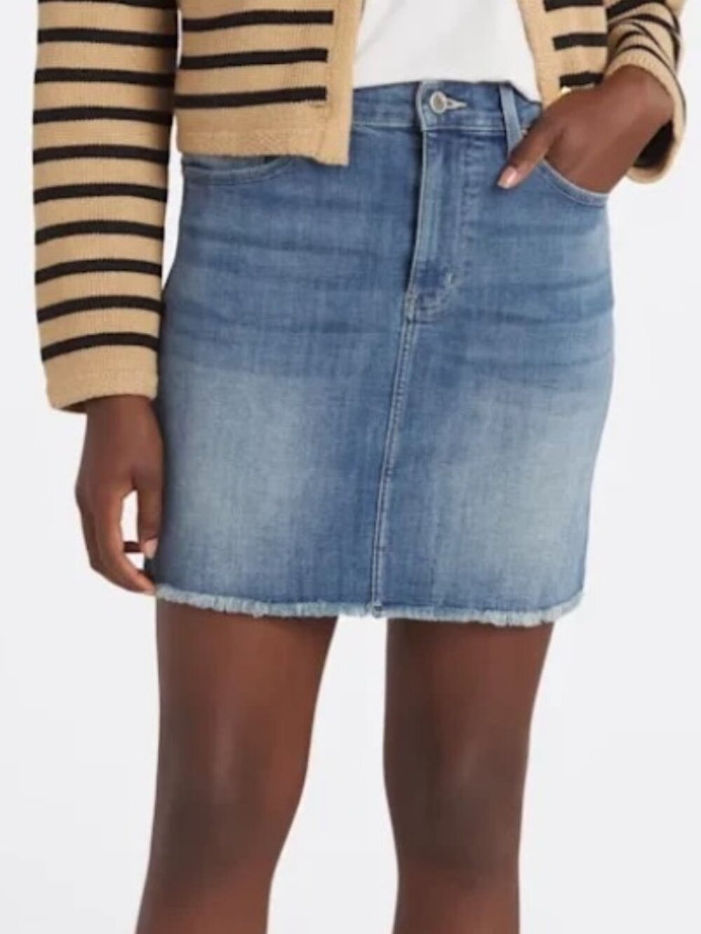 Cosmic Blue Love Denim Raw Hem‎ Mini Skirt Size 26 (2/4)